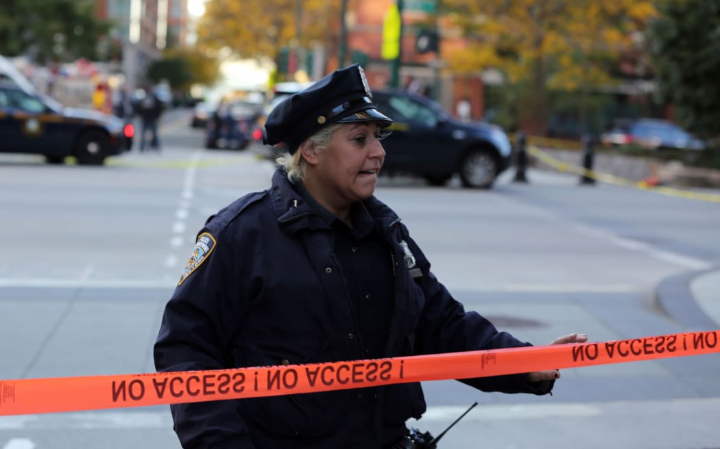 Security forces cordon off the area of the truck attack.