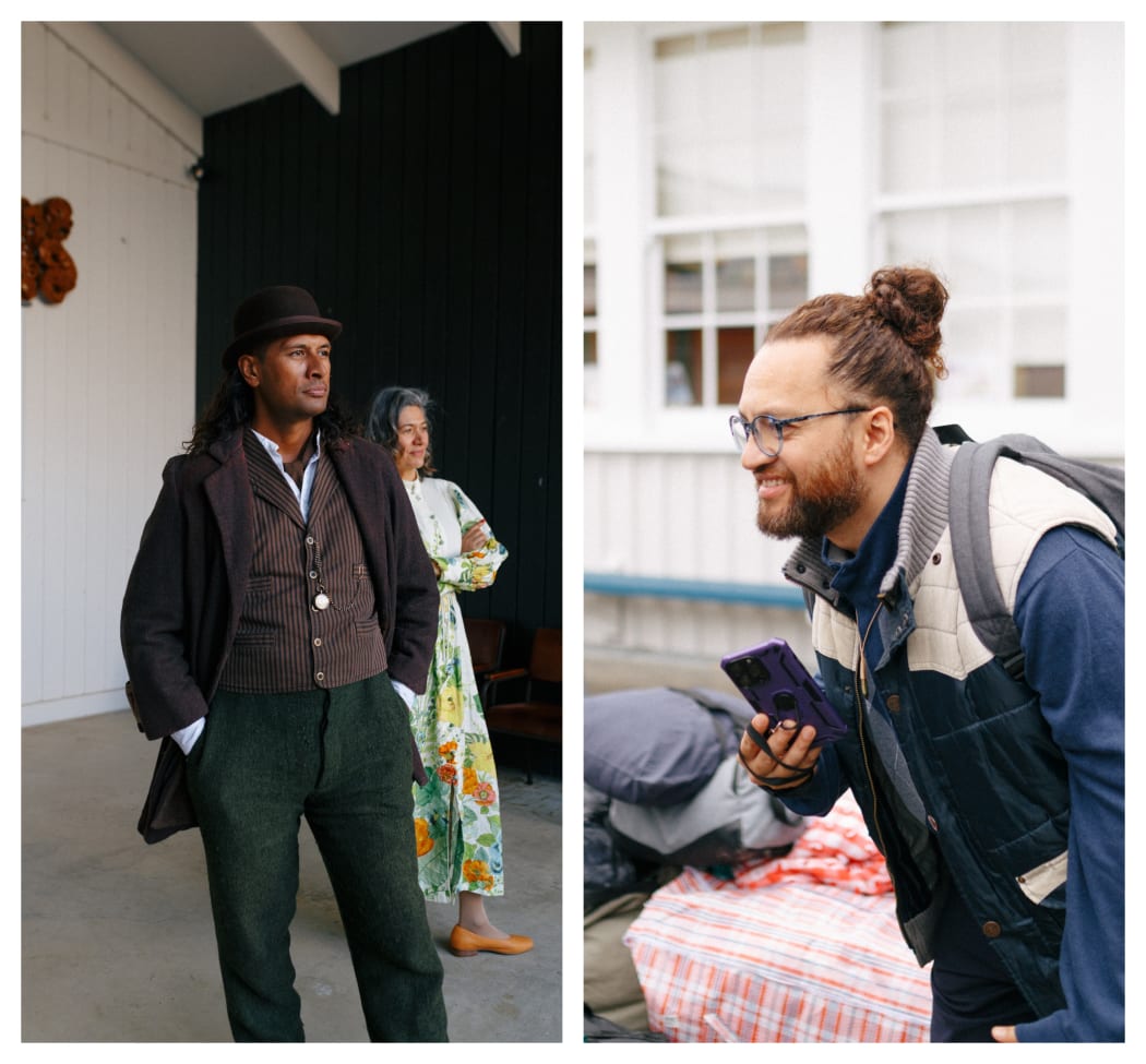Koro Joe and Aunty Huia, two of the kēhua in Dead Ahead (left) and kaiako Matua Kare played by Scotty Cotter (right)