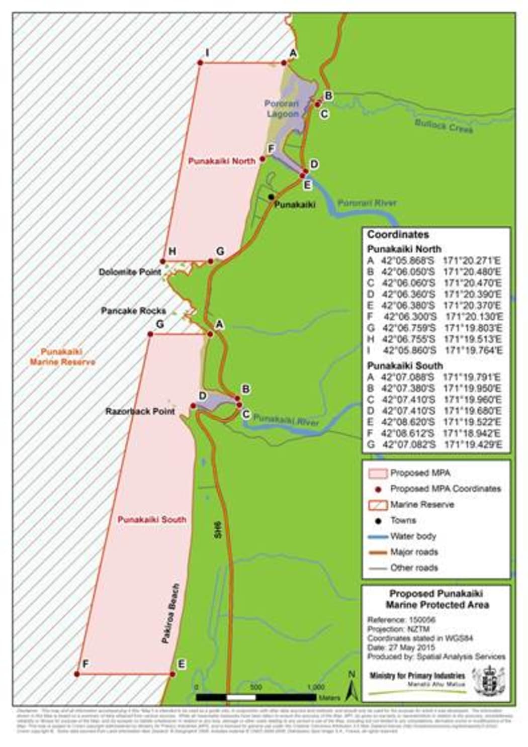 A map shows two of three new West Coast marine protected areas.