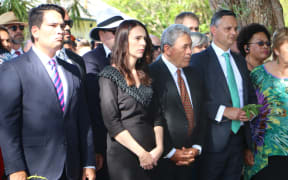 Political leaders arrive at Te Whare Rūnanga.