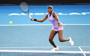 American tennis great Venus Williams in action during her first round win over Katie Volynets in the first round of the ASB Classic.