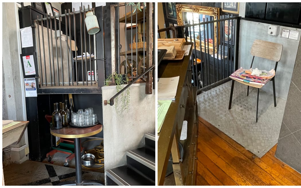 A mini-lift at an Auckland restaurant, to improve accessibility for people in wheelchairs.