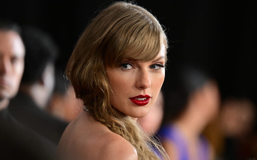 US singer-songwriter Taylor Swift arrives for the 66th Annual Grammy Awards at the Crypto.com Arena in Los Angeles on February 4, 2024.