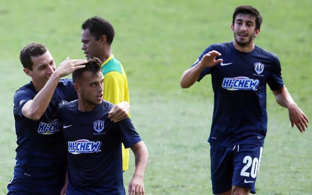 Clayton Lewis scored twice in Auckland City's semi final win against AS Tefana.