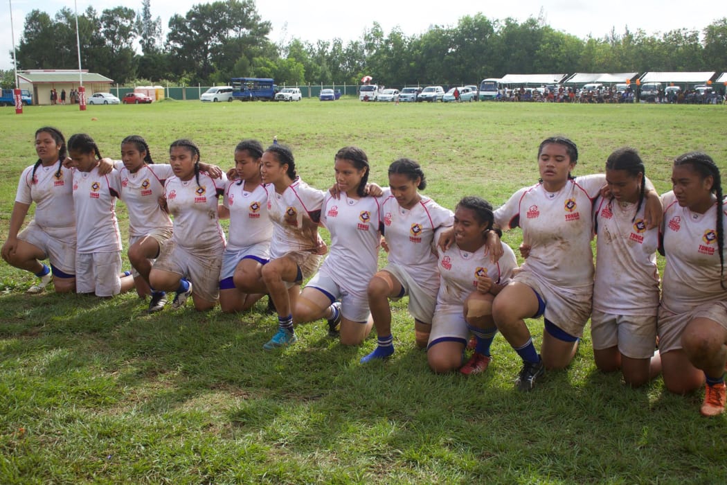 Tonga girls play rugby