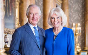 An official photo of King Charles III and Camilla, the Queen Consort.