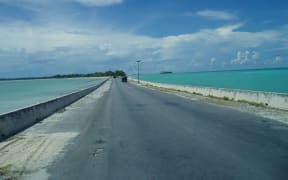 Causeway connecting Bairiki and Betio in Tarawa, Kiribati