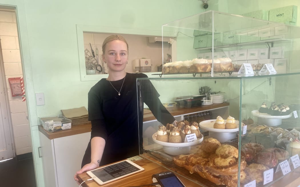 Baker Tenneille at Mint Cakery in Ellerslie, Auckland.