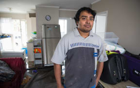 Dany Madawala Liyanage had his home on Great North Rd ruined by flood waters. 12 March 2017.