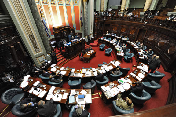 The Senate chamber at the Parliament building in Montevideo.