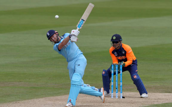 Jonny Bairstow six during his century in the Cricket World Cup 2019 match between England and India at Edgbaston, Birmingham.