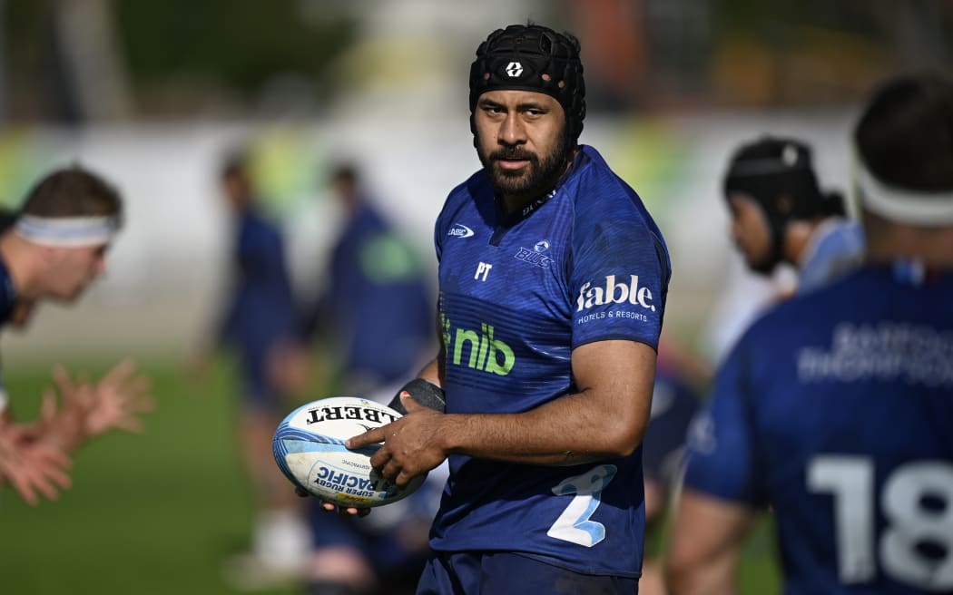Patrick Tuipulotu during a Blues training session.