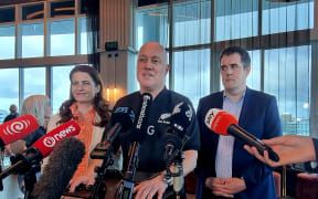 Christopher Luxon speaks to media the day after the election.