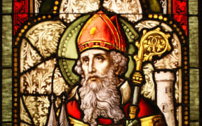 Saint Patrick stained glass window from Cathedral of Christ the Light, Oakland, CA.