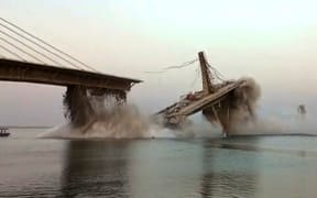 A bridge over the Ganges in the Bhagalpur district in India's eastern state of Bihar collapsed while under construction on 4 June 2023. in This photo taken on June 4, 2023.