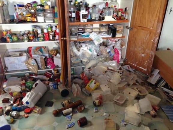 The quake made a mess at this Masterton home.