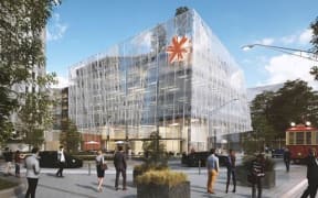 An artist's impression of the planned Spark building in Christchurch's Cathedral Square.