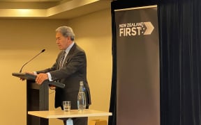 New Zealand First leader Winston Peters speaking at the party's AGM on 20 June, 2021.
