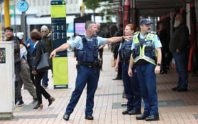 Closed road on the corner of Lampton Quay and Brandon Street, nearby the Israeli Embassy