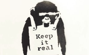 The 30cm square Banksy painting 'Keep it real' sold for $1.7 million in Auckland making it the most expensive work by a contemporary artist ever sold in New Zealand.