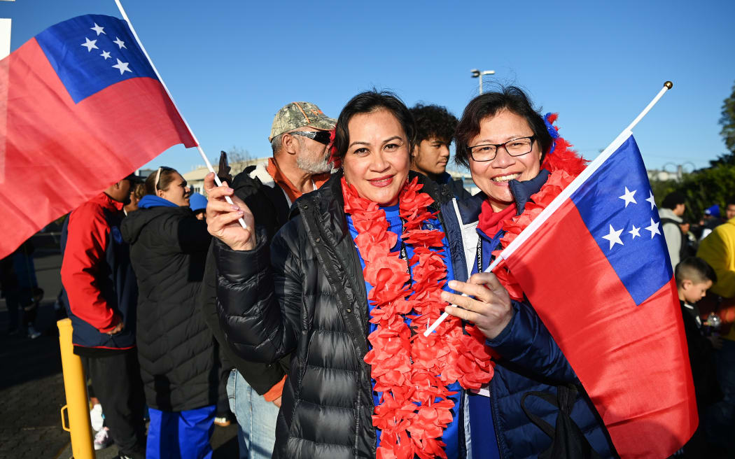 Manu Samoa fans arrive for the double header at Mt Smart Stadium.