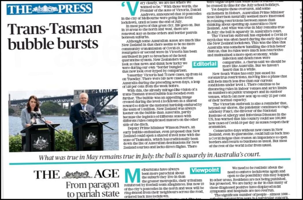 The Press and The Age in Melbourne of the same mind on opening borders.