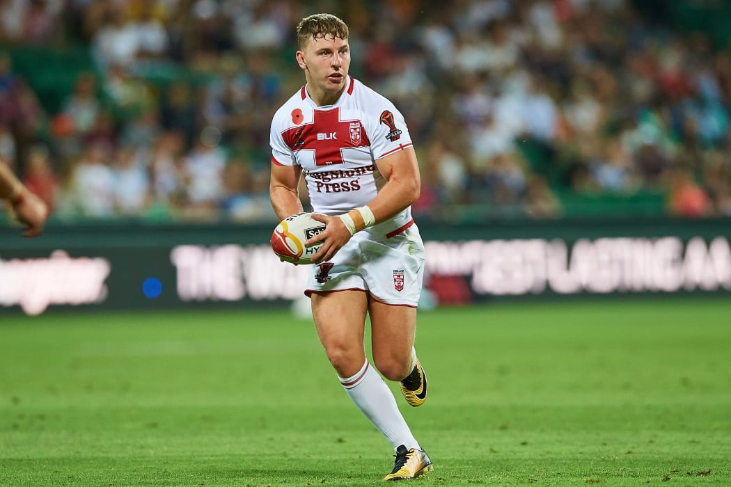 George Williams playing for England during the 2017 Rugby League World Cup.