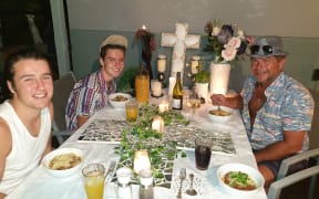 Annette Janes' and family during a themed dinner.