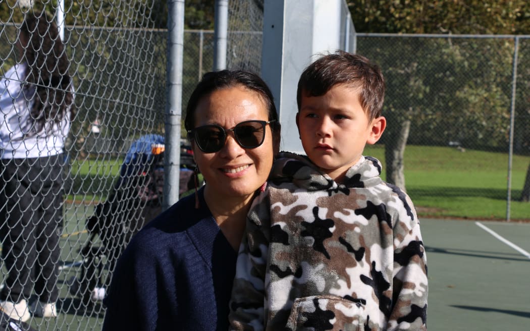 Professor Jenny Lee-Morgan (Waikato Ngāti Mahuta, Te Ahiwaru) and her moko at Puni Reo Poitarawhiti 2025.