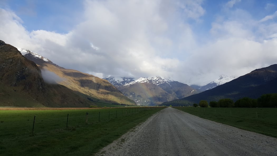 The road up the Matukituki Valley runs through Mount Aspiring Station.
