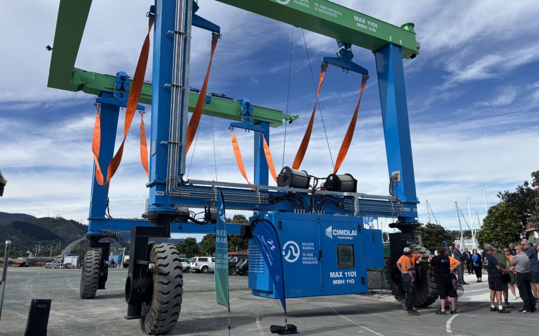 The new 110-tonne travel lift at the Nelson Marina which was built in Italy.