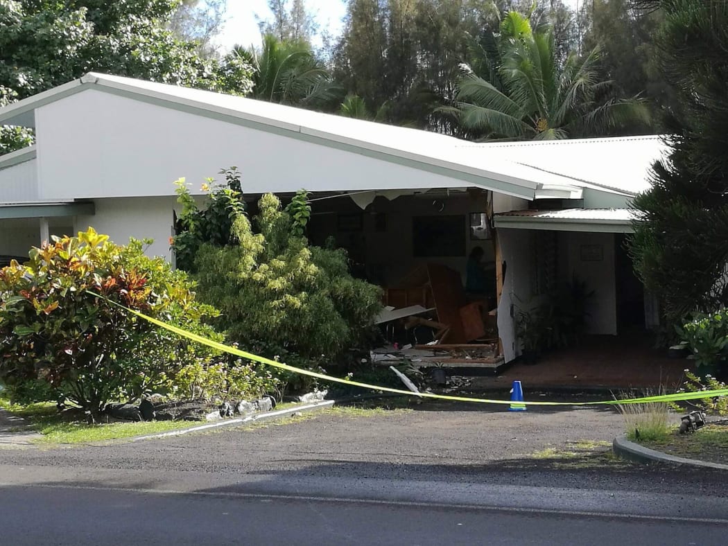 The new-look Cook Islands parliament. The western wall was destroyed overnight when a drunken driver crashed into it.