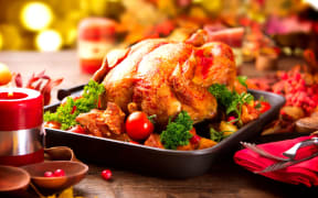 A turkey Christmas dinner.