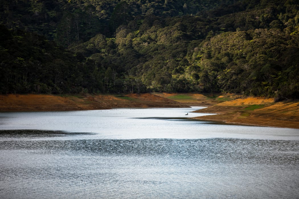 Aerials and stills of the Upper Mangatangi Dam at 44% of capacity