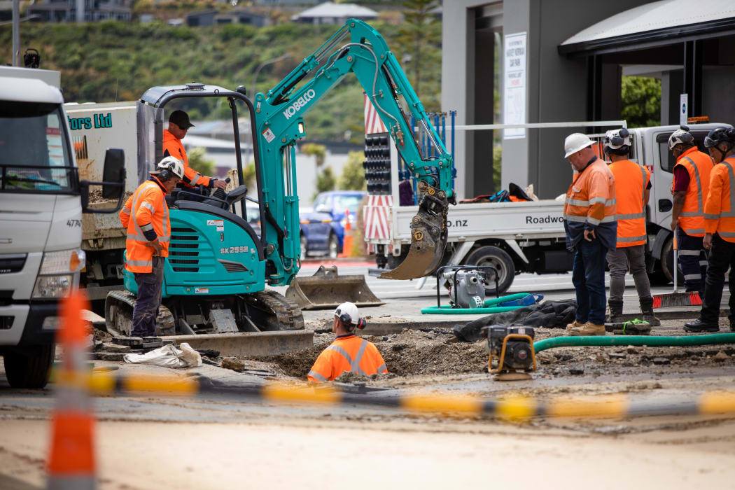 Wellington Water repair crew fix a burst pipe