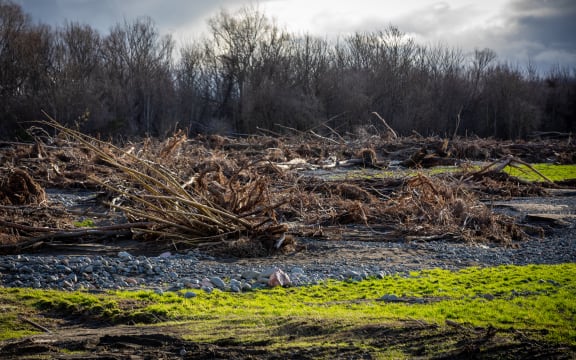 Silt and debris on an Ashburton farm called Anna Dale, three weeks on from flooding that hit the region.