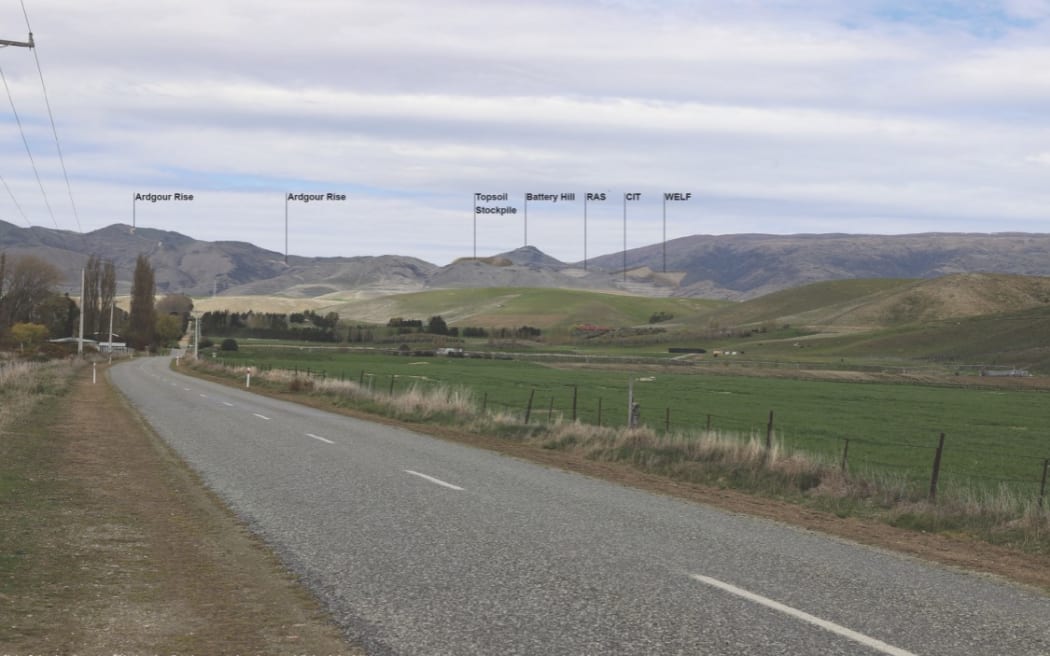 A visual simulation released by Santana Minerals showing what the mine would look like from Ardgour Road, Tarras.