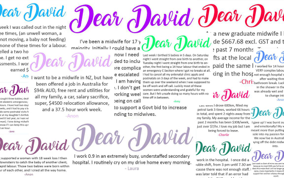 Some of the 'Dear David' messages from midwives.