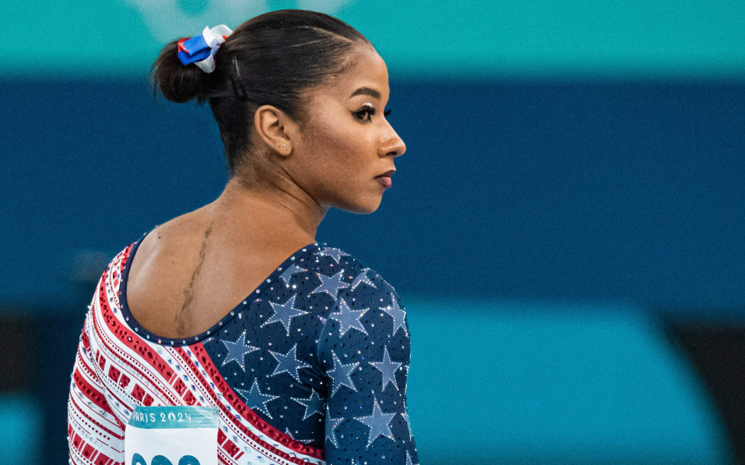 US gymnast Jordan Chiles wore a slick bun and winged eyes at the Artistic Gymnastics Women's Team Final.