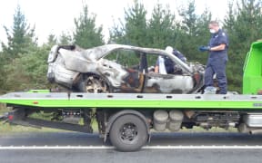 A car and a truck crashed on State Highway 1 north of Atiamuri.