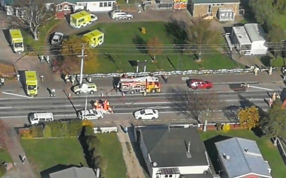 Emergency services at the school.