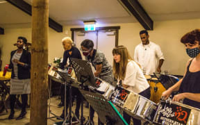 The Caribbean Southern Stars Steelpan orchestra at rehearsals