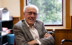Sir Geoffrey Palmer in his office at the Victoria University of Wellington Law School.