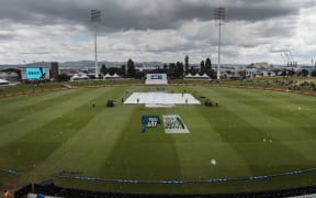 Rain and hail stops play on Day 3. New Zealand Black Caps v Pakistan. International Test match cricket. Bay Oval, Tauranga,
