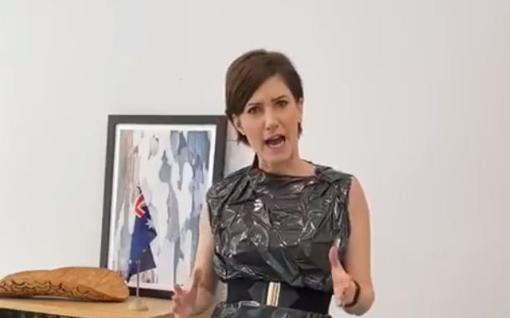 Australian MP Nicolle Flint dons bin bag in response to critics