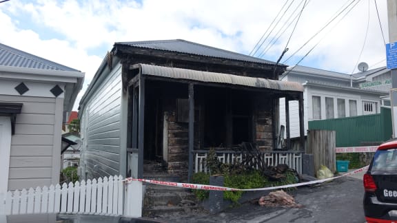 A house on Nairn Street, Mount Cook, Wellington, after a blaze