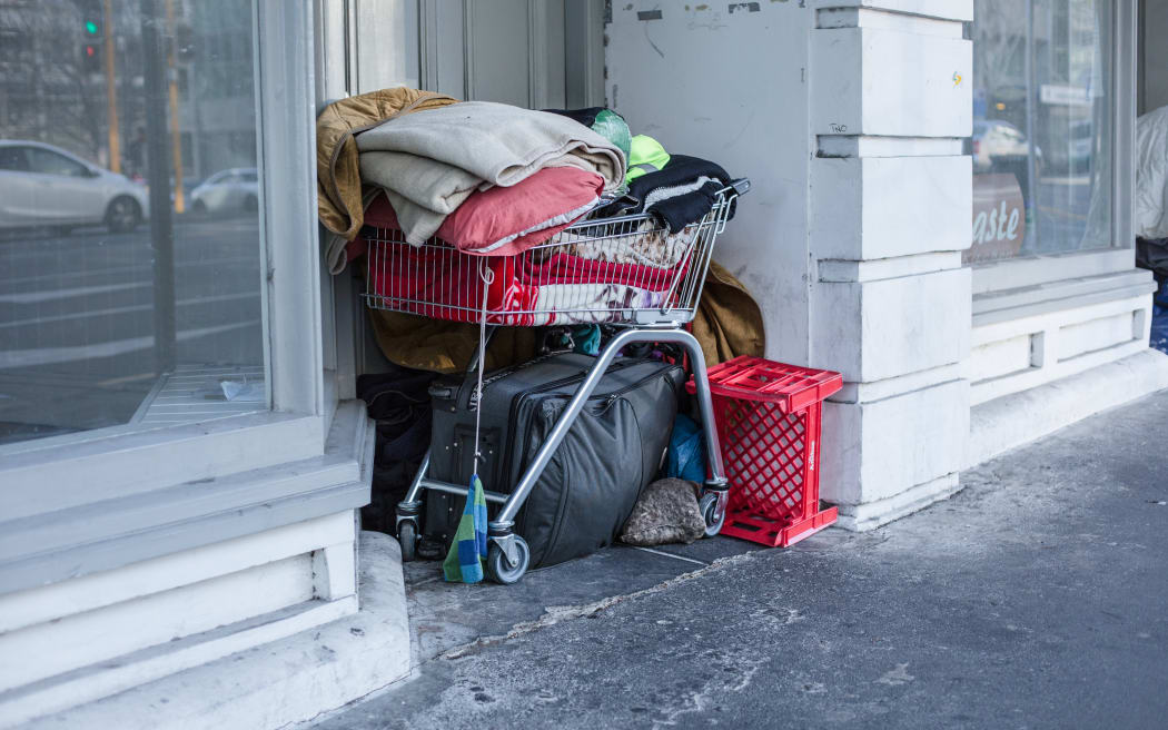 General vision of homelessness in Auckland central city.