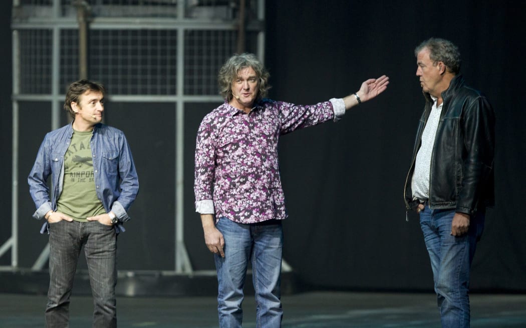 Richard Hammond, James May and Jeremy Clarkson during a Top Gear show in Belgium in 2013.