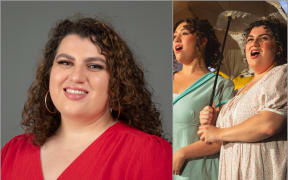Image of Michaela Cadwgan and image from her performing in Mansfield Park.