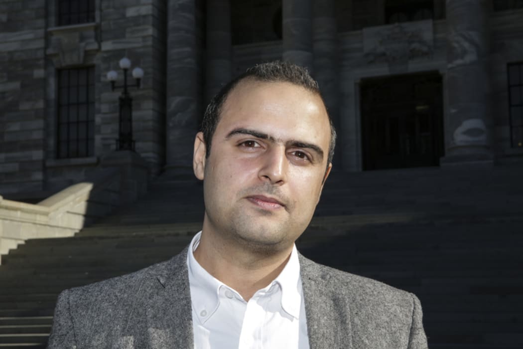 Karam Sharr is Syrian refugee who spoke at the protest outside Parliament.